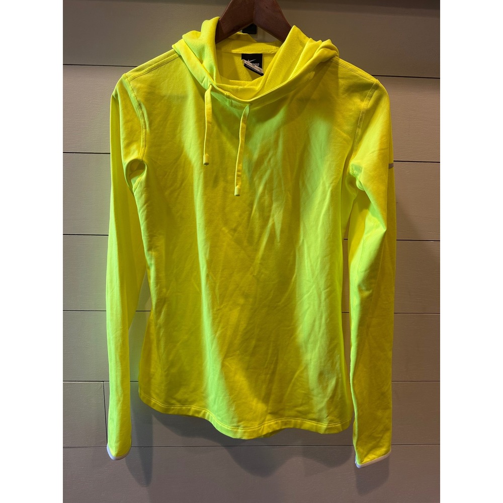 Nike Pro Dri-FIT Women Neon Yellow Volt Fleece Lined Hoodie Long Sleeve M